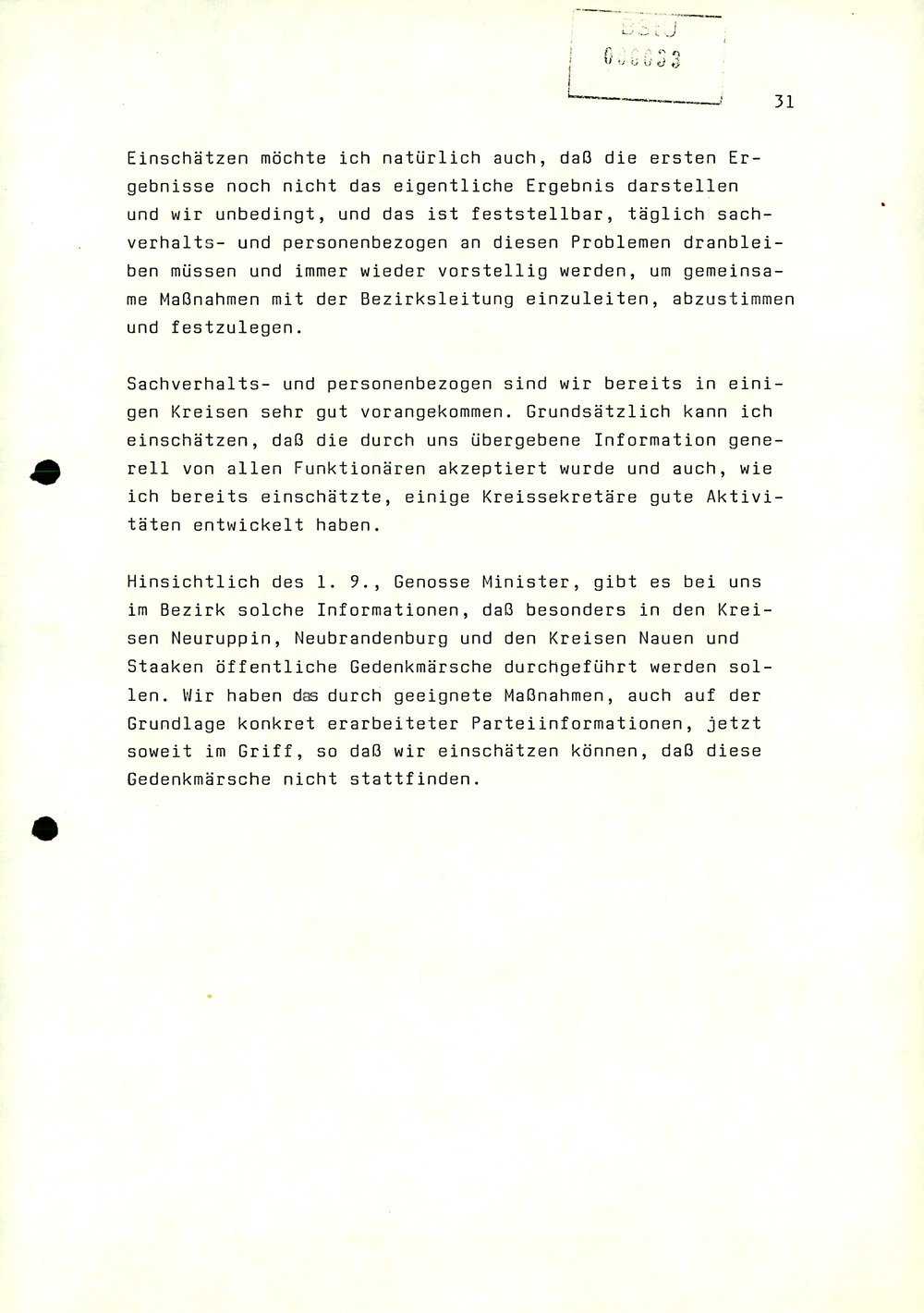 Dienstbesprechung zwischen Mielke und den Chefs der Bezirksverwaltungen