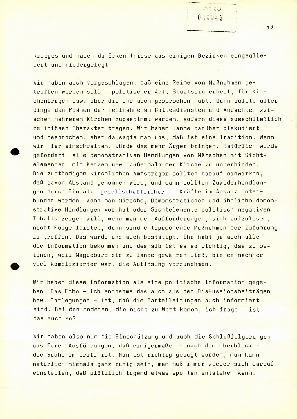 Dienstbesprechung zwischen Mielke und den Chefs der Bezirksverwaltungen