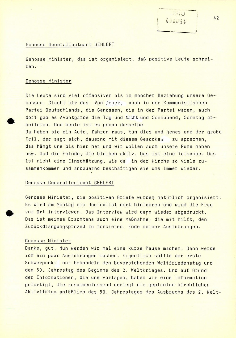 Dienstbesprechung zwischen Mielke und den Chefs der Bezirksverwaltungen