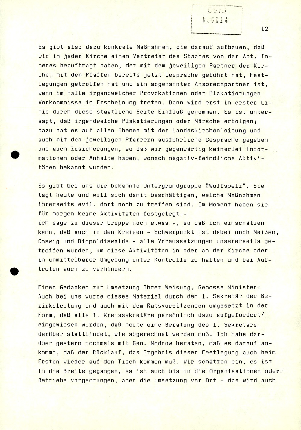 Dienstbesprechung zwischen Mielke und den Chefs der Bezirksverwaltungen