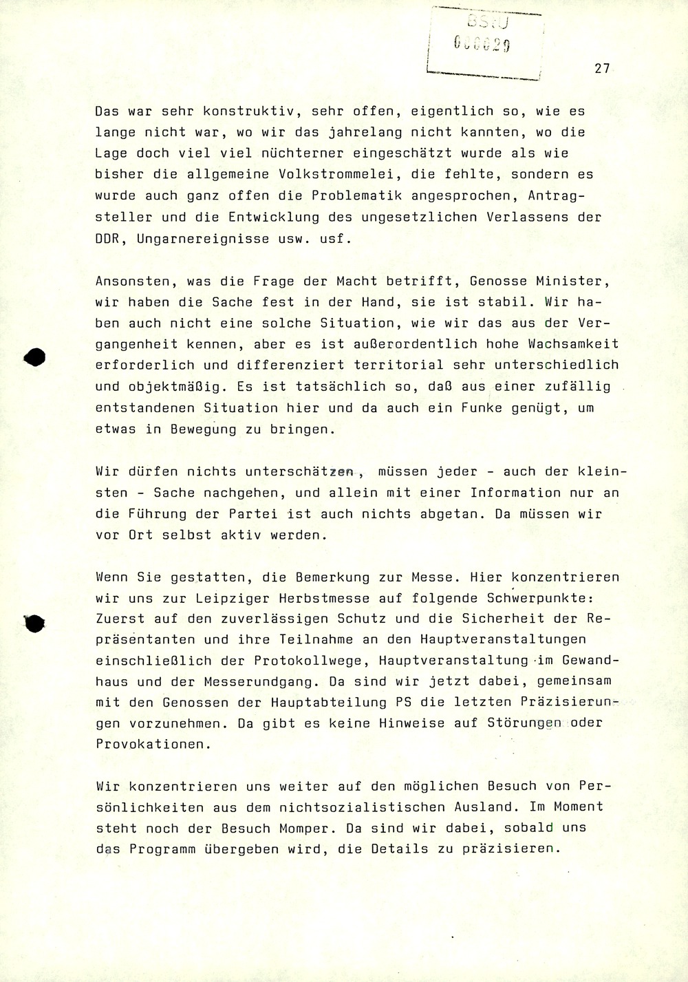 Dienstbesprechung zwischen Mielke und den Chefs der Bezirksverwaltungen