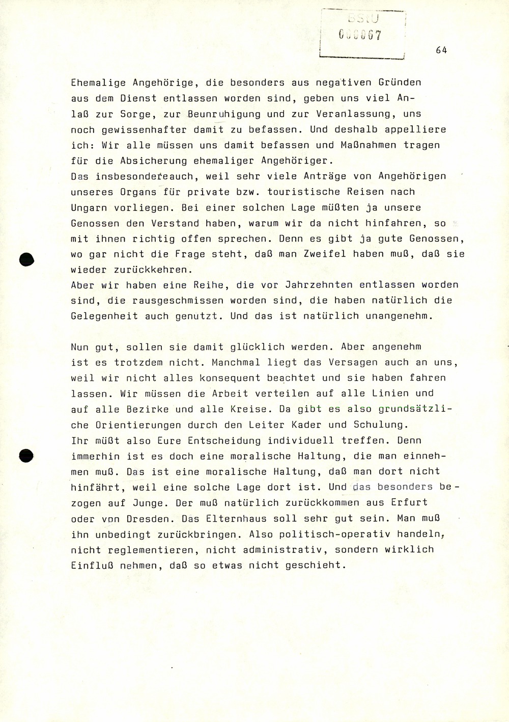 Dienstbesprechung zwischen Mielke und den Chefs der Bezirksverwaltungen