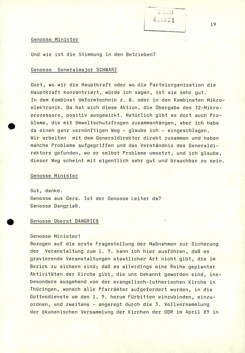 Dienstbesprechung zwischen Mielke und den Chefs der Bezirksverwaltungen