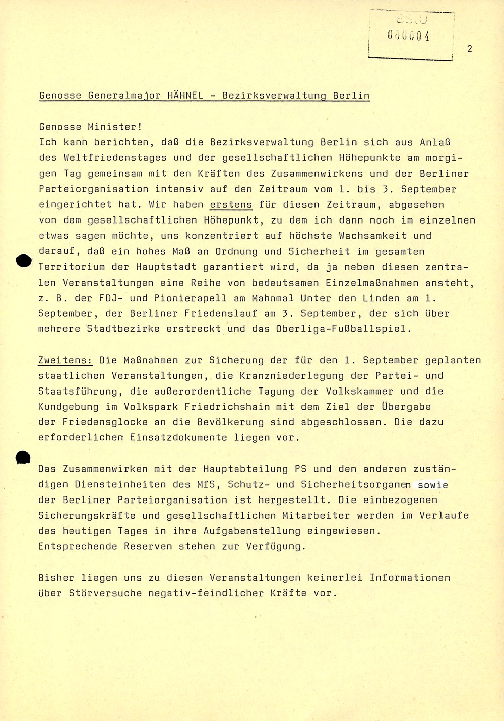 Dienstbesprechung zwischen Mielke und den Chefs der Bezirksverwaltungen