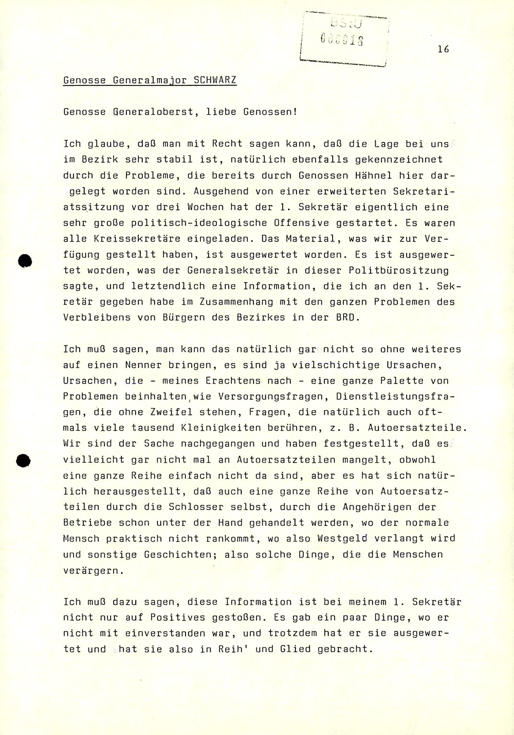 Dienstbesprechung zwischen Mielke und den Chefs der Bezirksverwaltungen
