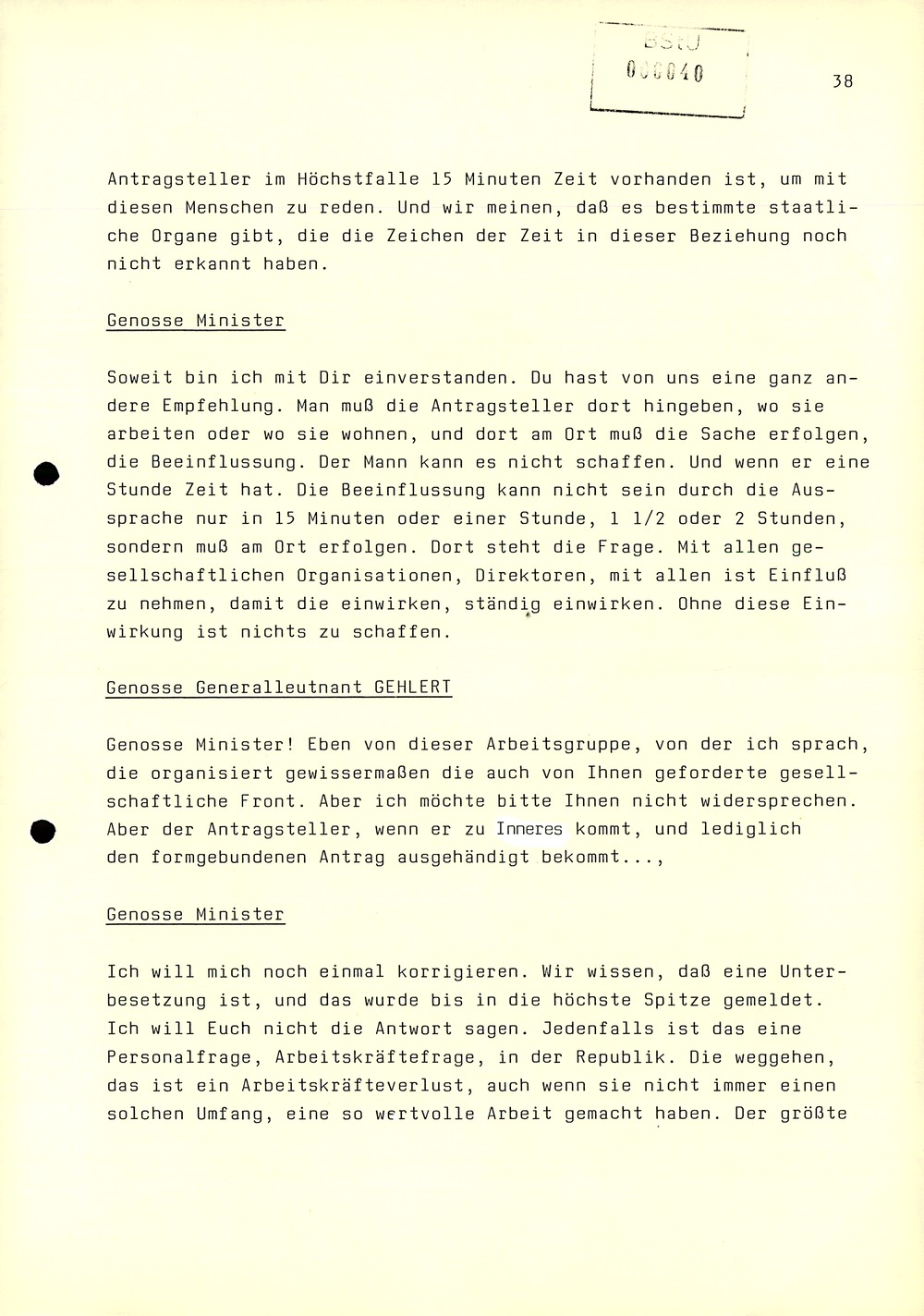 Dienstbesprechung zwischen Mielke und den Chefs der Bezirksverwaltungen