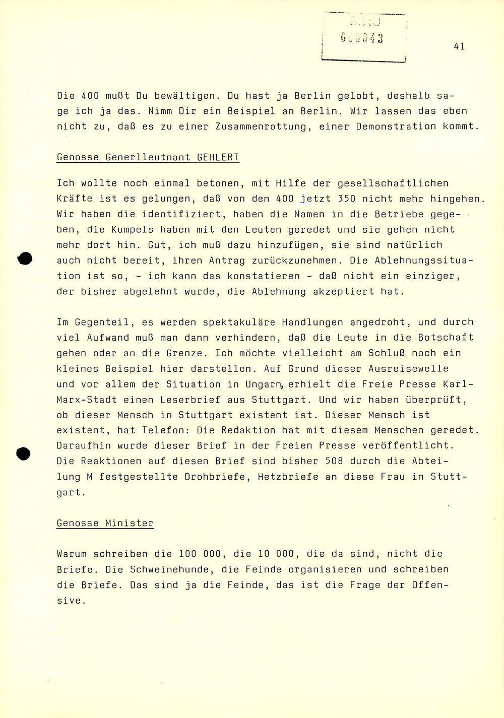 Dienstbesprechung zwischen Mielke und den Chefs der Bezirksverwaltungen