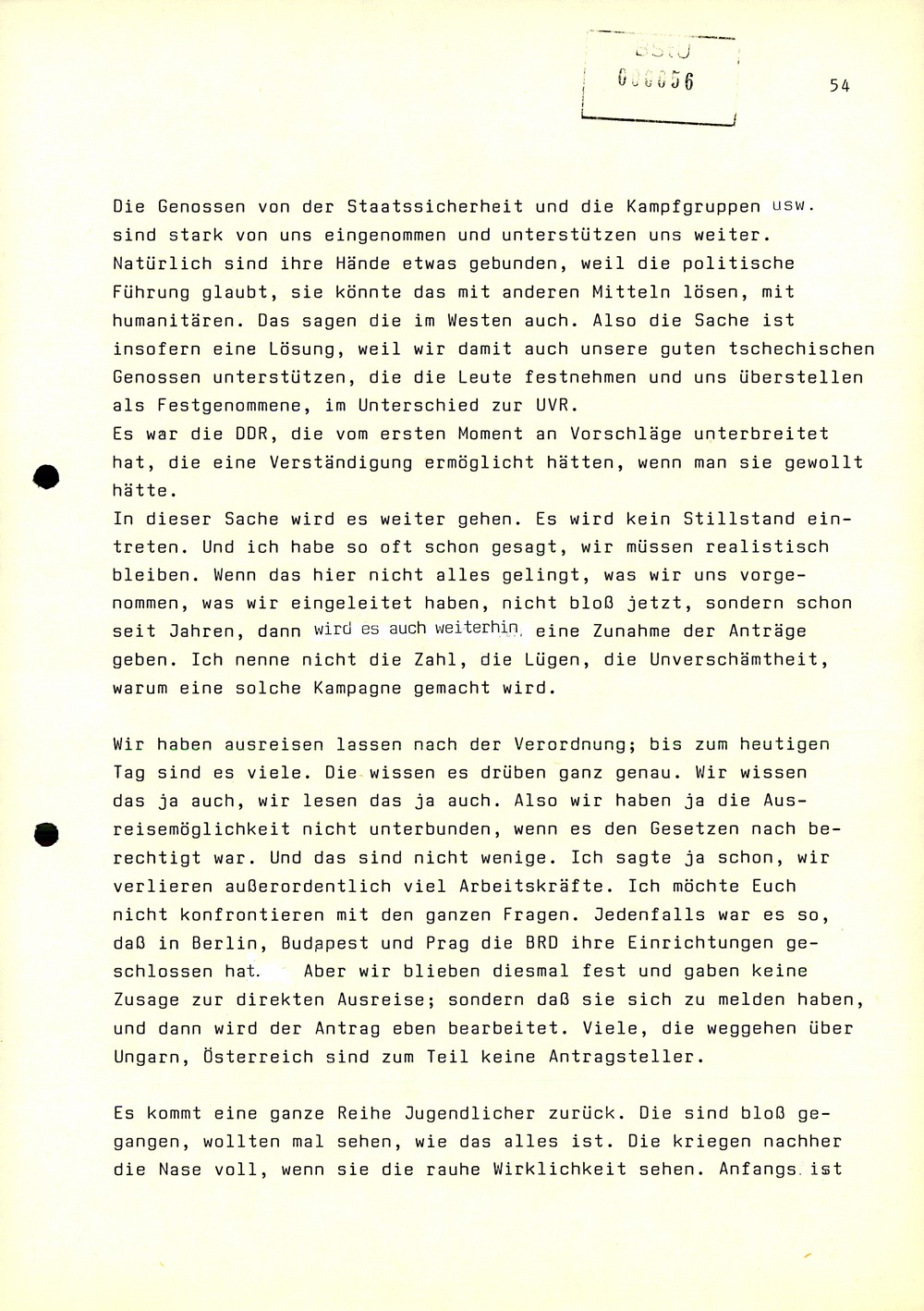 Dienstbesprechung zwischen Mielke und den Chefs der Bezirksverwaltungen