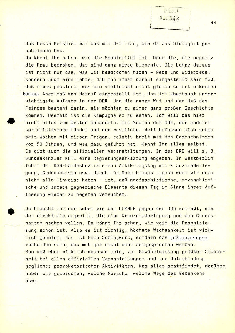 Dienstbesprechung zwischen Mielke und den Chefs der Bezirksverwaltungen