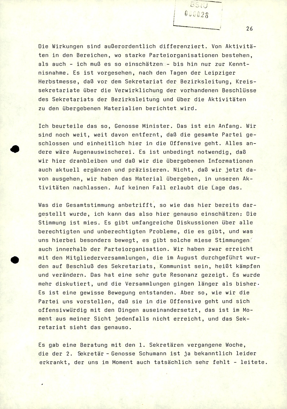 Dienstbesprechung zwischen Mielke und den Chefs der Bezirksverwaltungen