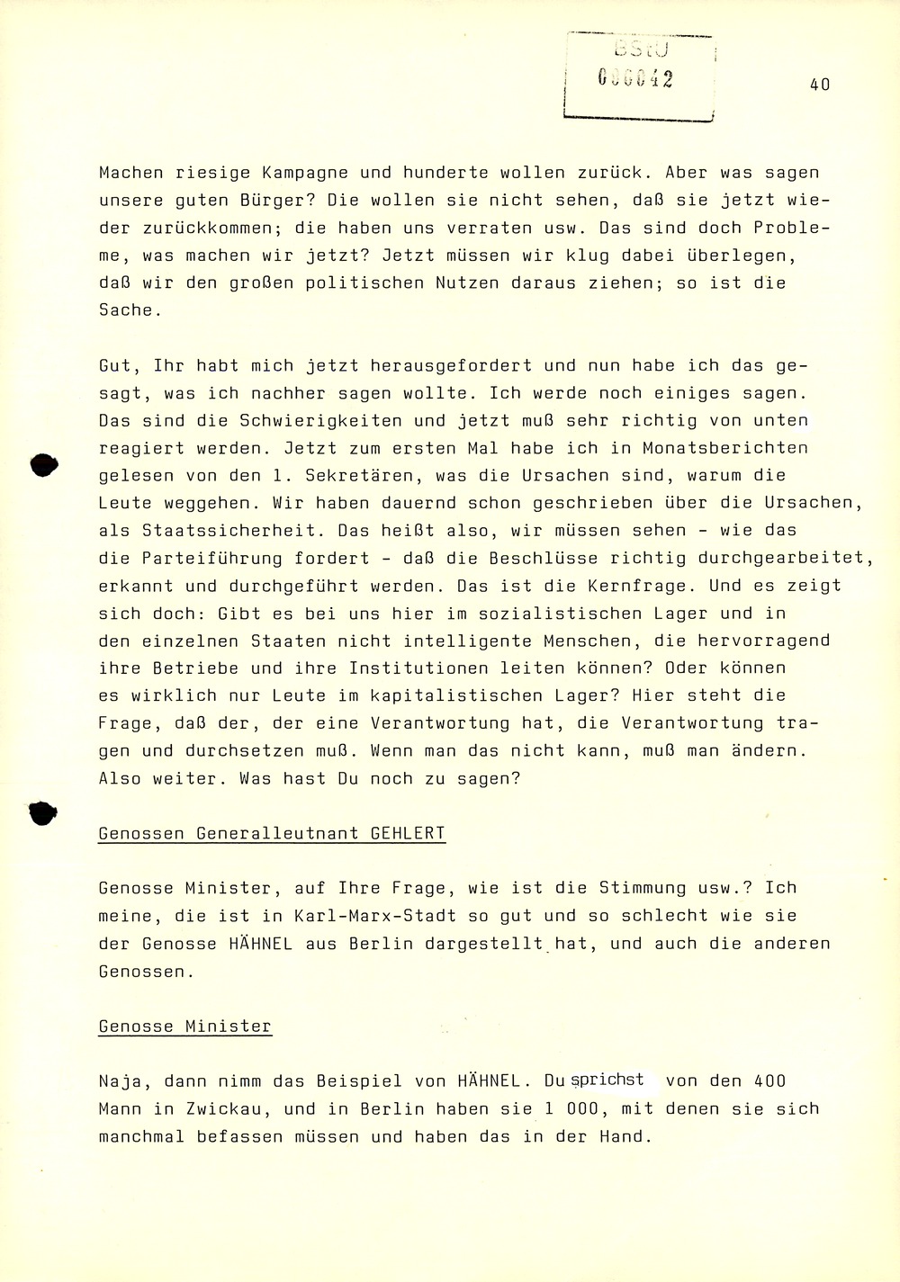 Dienstbesprechung zwischen Mielke und den Chefs der Bezirksverwaltungen