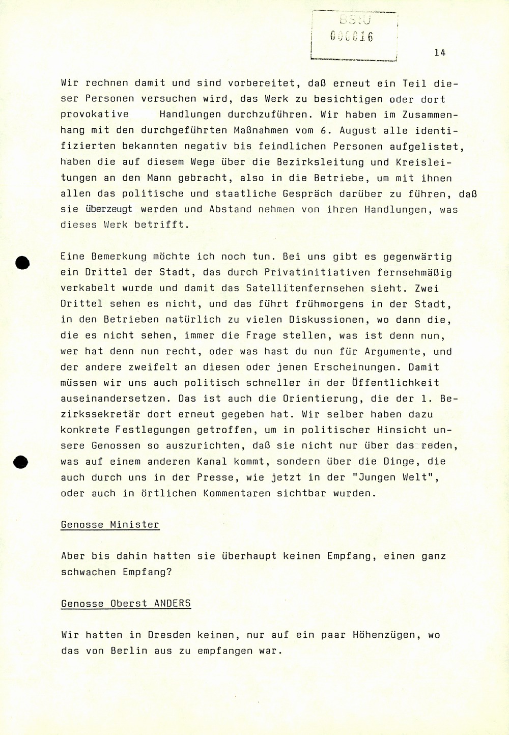 Dienstbesprechung zwischen Mielke und den Chefs der Bezirksverwaltungen