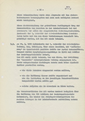 Bericht über die Maßnahmen zur Absicherung des Treffens zwischen Willi Stoph und Willy Brandt