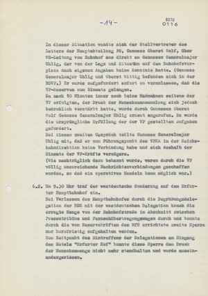 Bericht über die Maßnahmen zur Absicherung des Treffens zwischen Willi Stoph und Willy Brandt