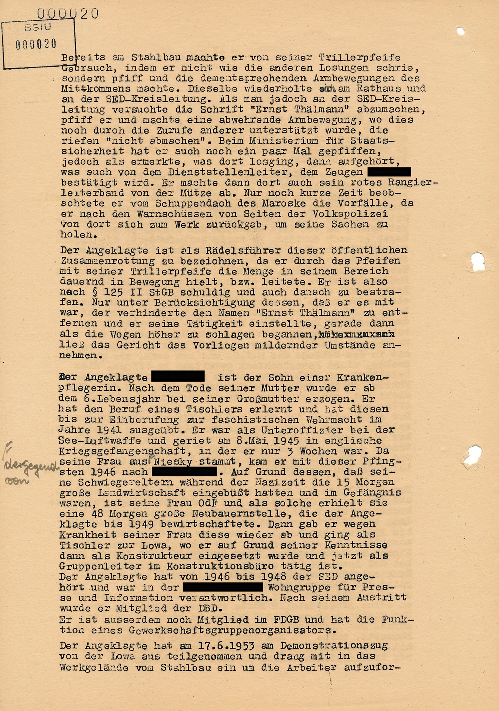 Urteil des Bezirksgerichts Dresden gegen Beteiligte am Volksaufstand