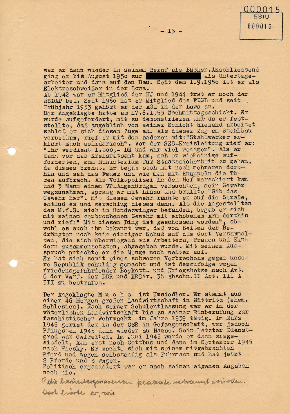 Urteil des Bezirksgerichts Dresden gegen Beteiligte am Volksaufstand