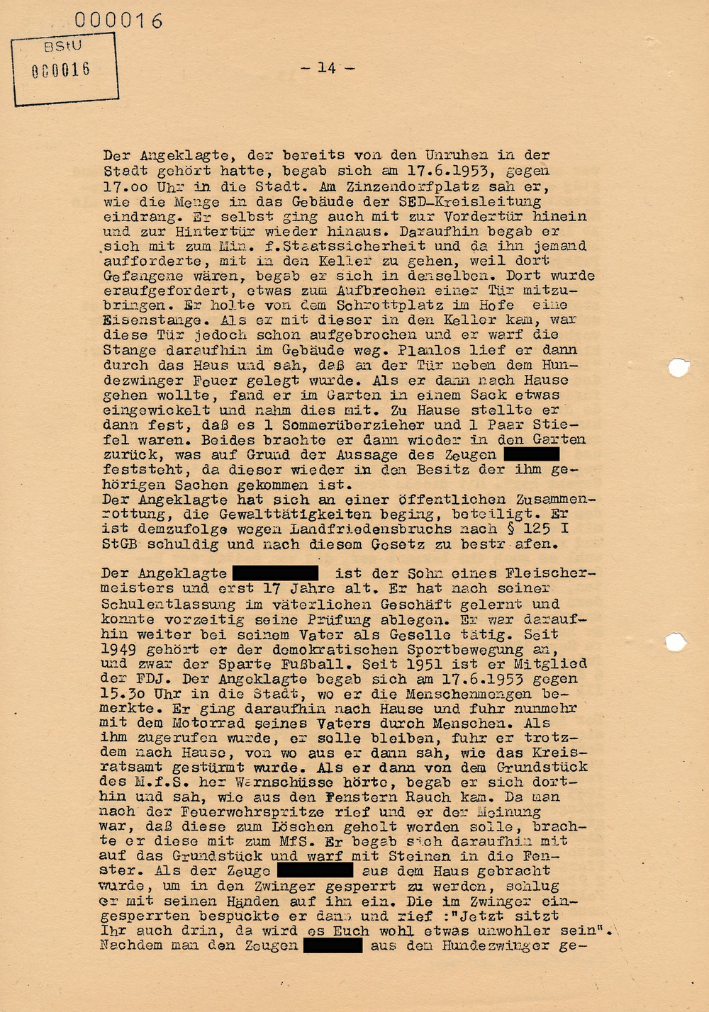 Urteil des Bezirksgerichts Dresden gegen Beteiligte am Volksaufstand