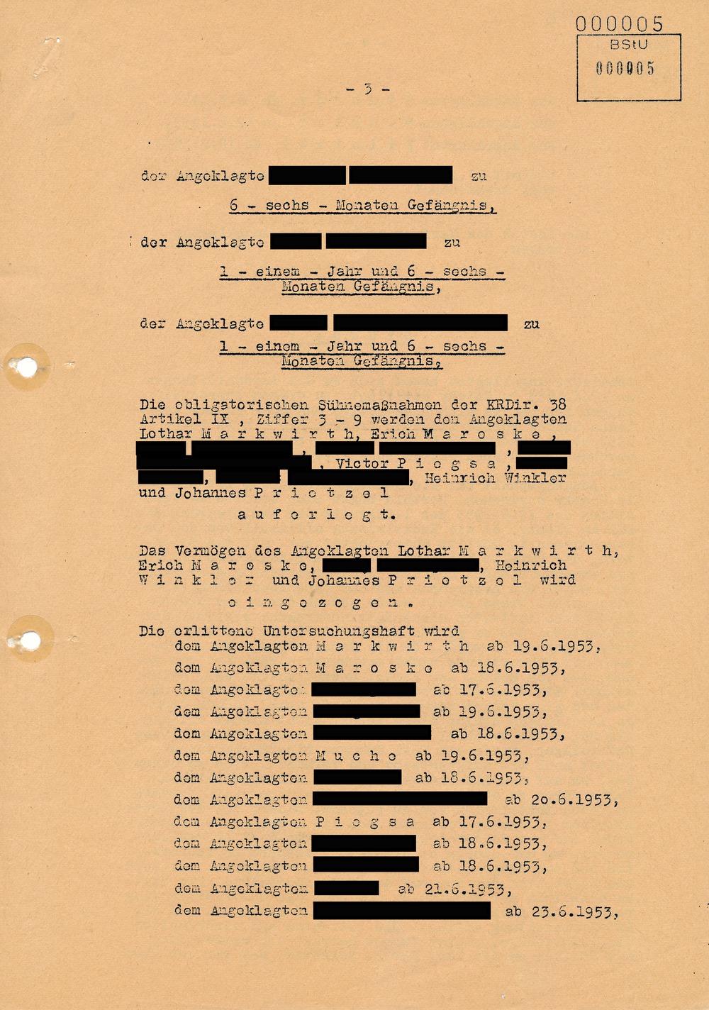 Urteil des Bezirksgerichts Dresden gegen Beteiligte am Volksaufstand