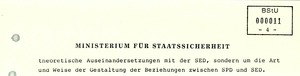 Reaktionen in der SPD und der Bundesregierung auf das gemeinsame Dokument von SED und SPD