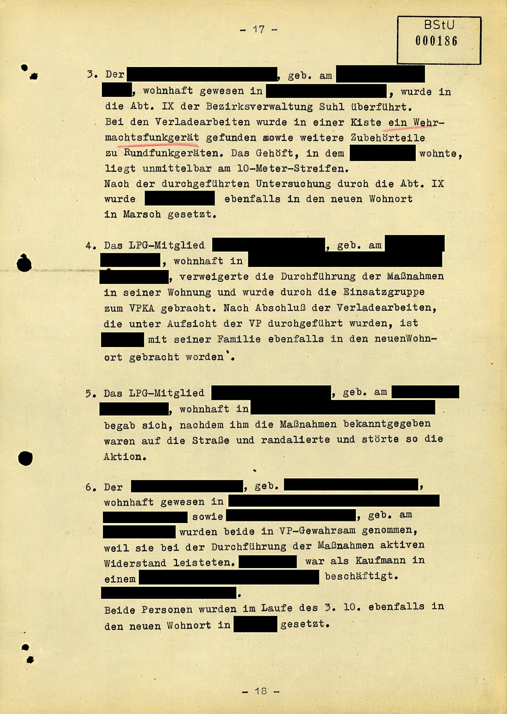 Abschlussbericht der Bezirksverwaltung Suhl zur Aktion "Festigung"