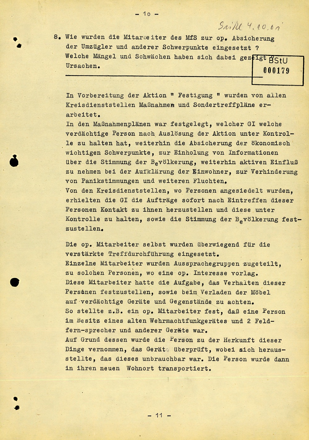Abschlussbericht der Bezirksverwaltung Suhl zur Aktion "Festigung"