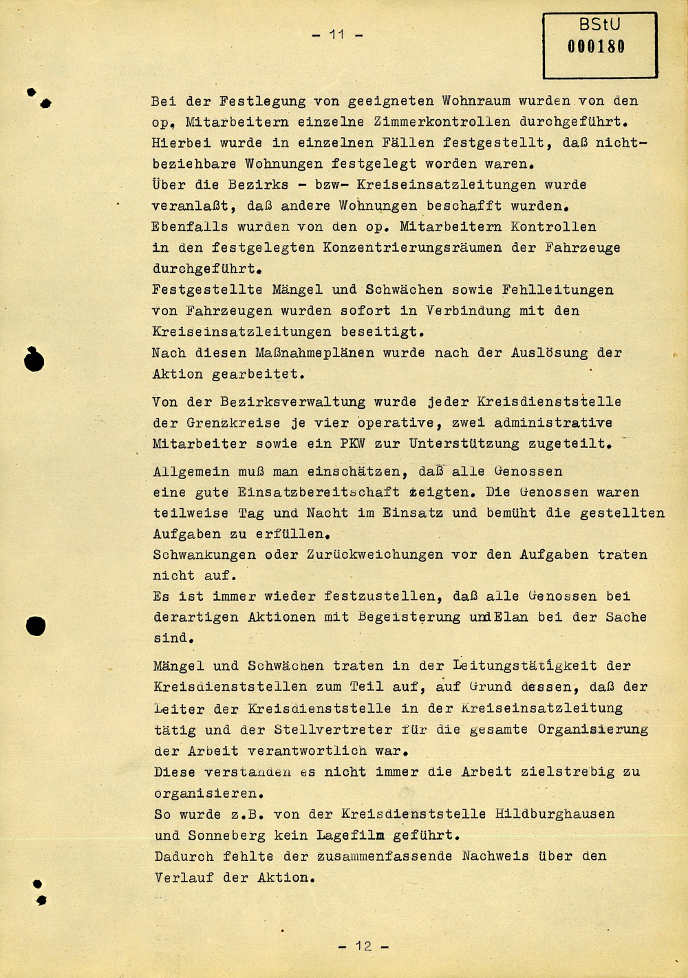 Abschlussbericht der Bezirksverwaltung Suhl zur Aktion "Festigung"