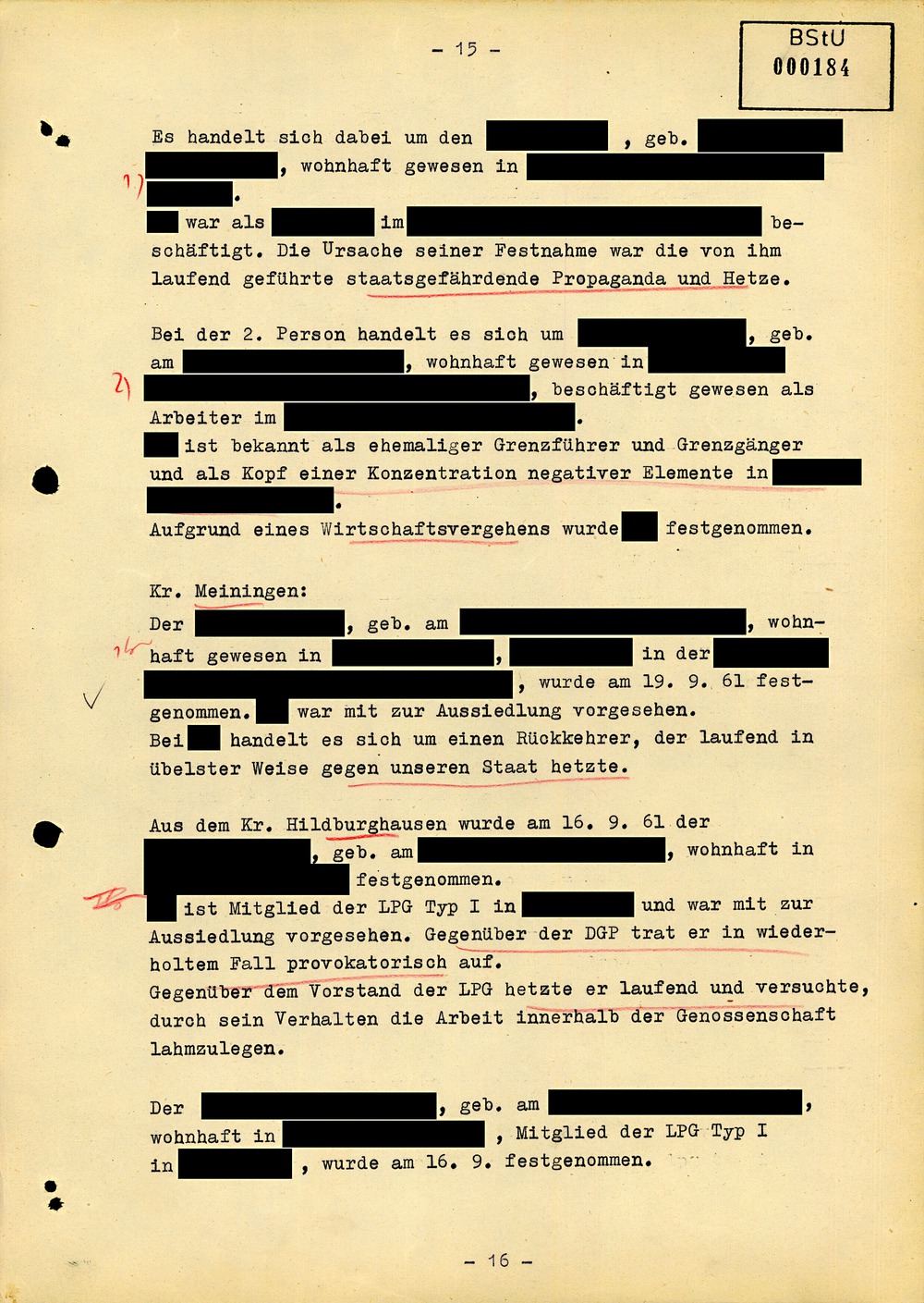 Abschlussbericht der Bezirksverwaltung Suhl zur Aktion "Festigung"