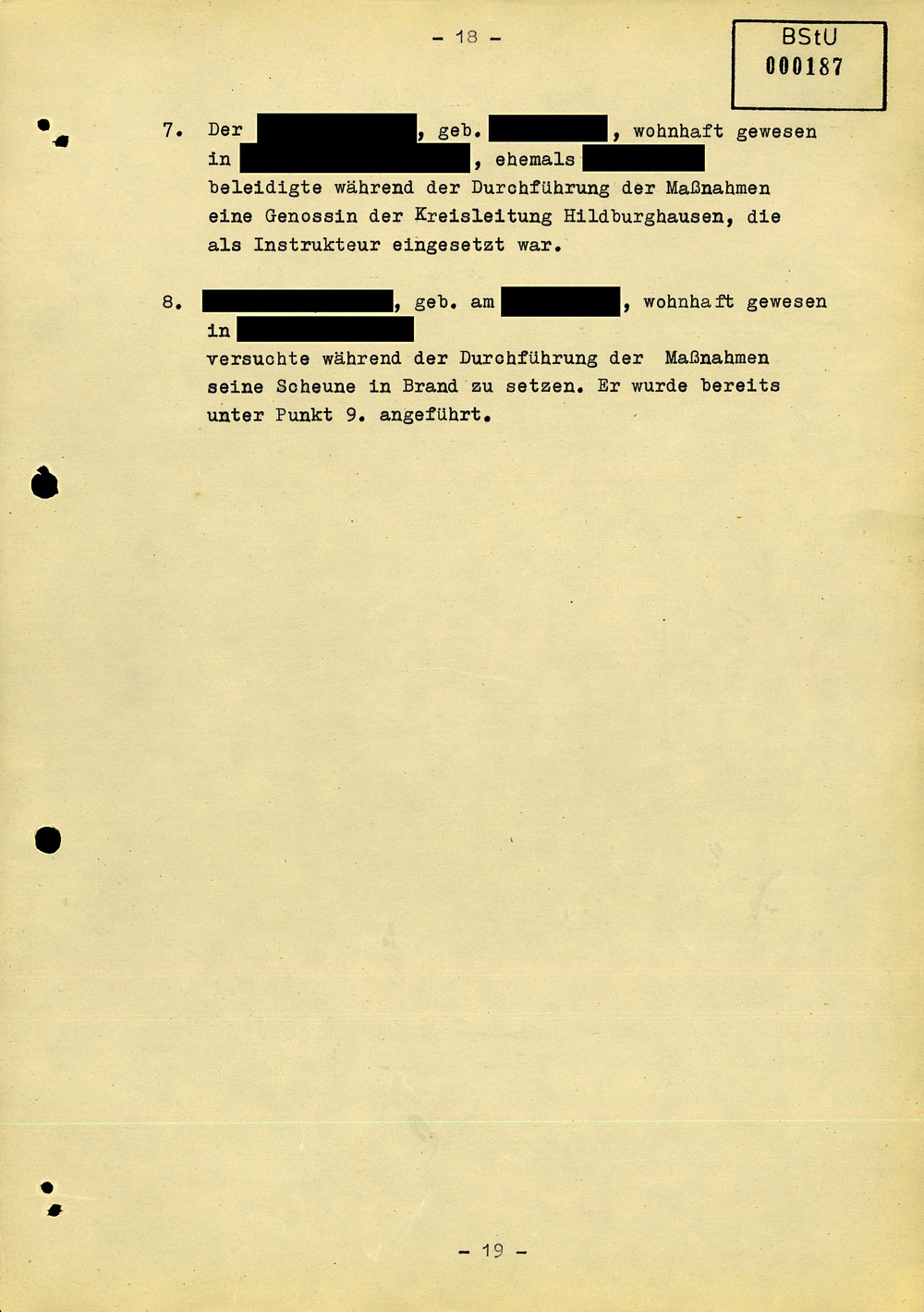 Abschlussbericht der Bezirksverwaltung Suhl zur Aktion "Festigung"