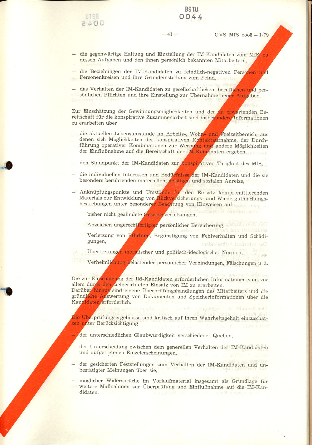 Richtlinie 1/79 für die Arbeit mit Inoffiziellen Mitarbeitern und Gesellschaftlichen Mitarbeitern für Sicherheit