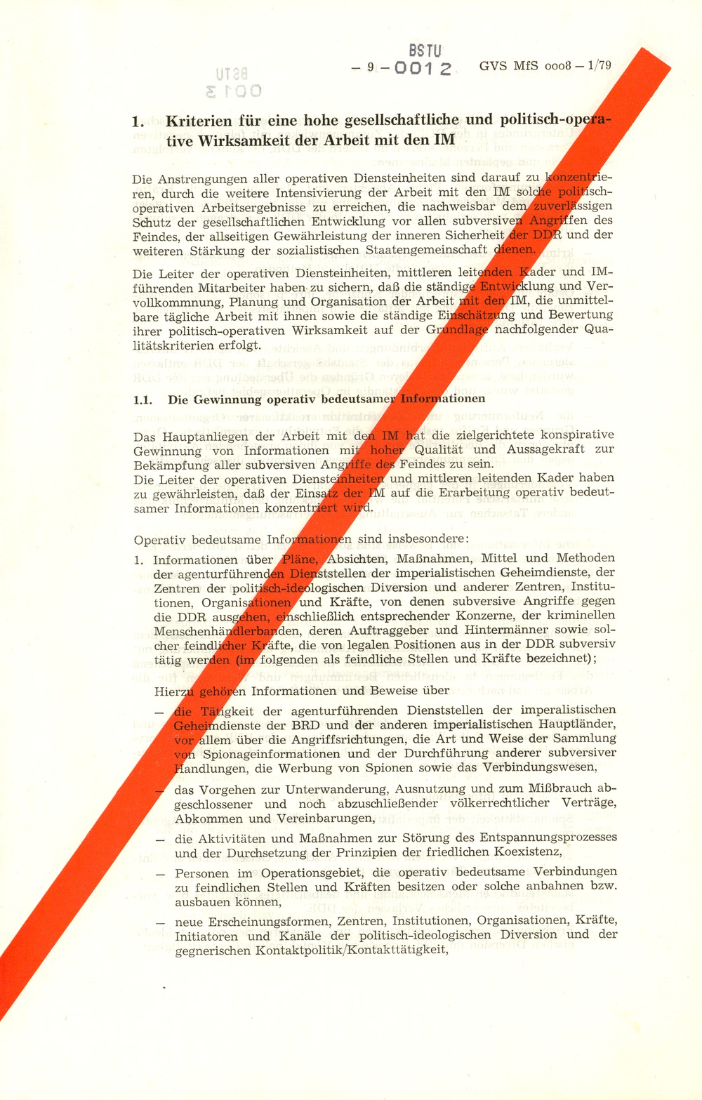 Richtlinie 1/79 für die Arbeit mit Inoffiziellen Mitarbeitern und Gesellschaftlichen Mitarbeitern für Sicherheit