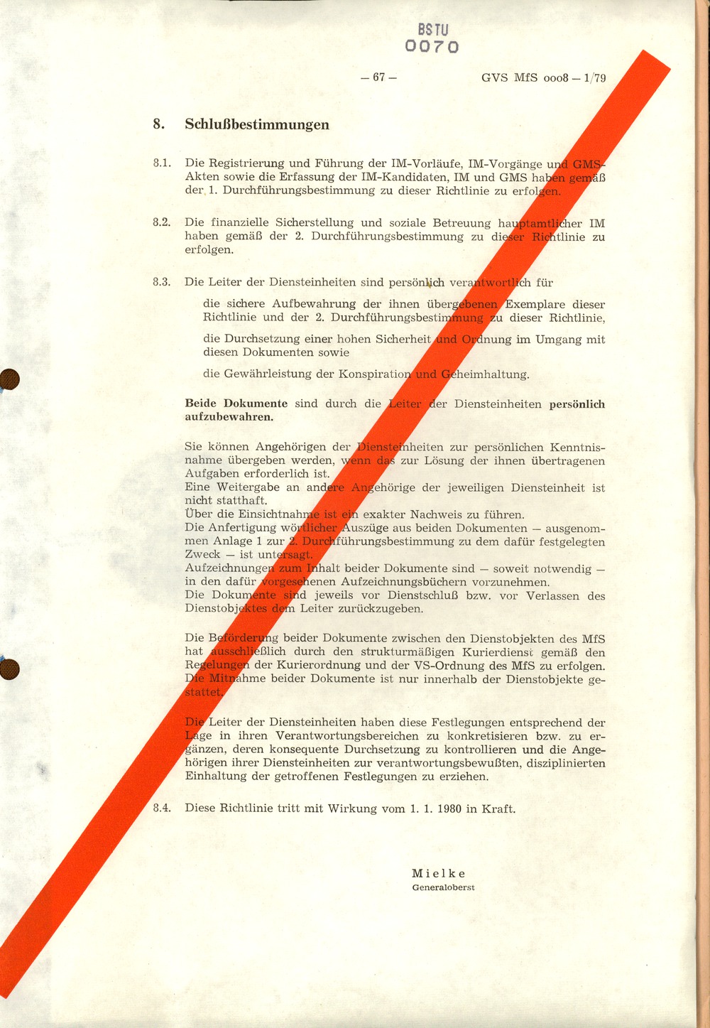 Richtlinie 1/79 für die Arbeit mit Inoffiziellen Mitarbeitern und Gesellschaftlichen Mitarbeitern für Sicherheit