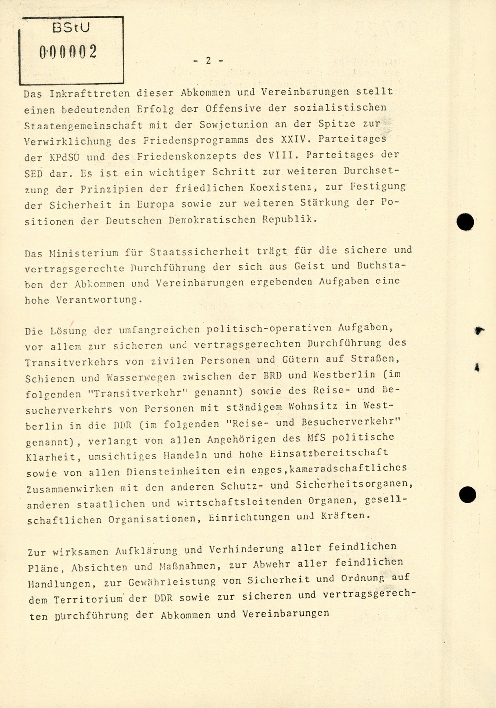 Befehl Nr. 20/72 "Politisch-operative Aufgaben zur sicheren und vertragsgerechten Durchführung des Transit-, Reise- und Besucherverkehrs"