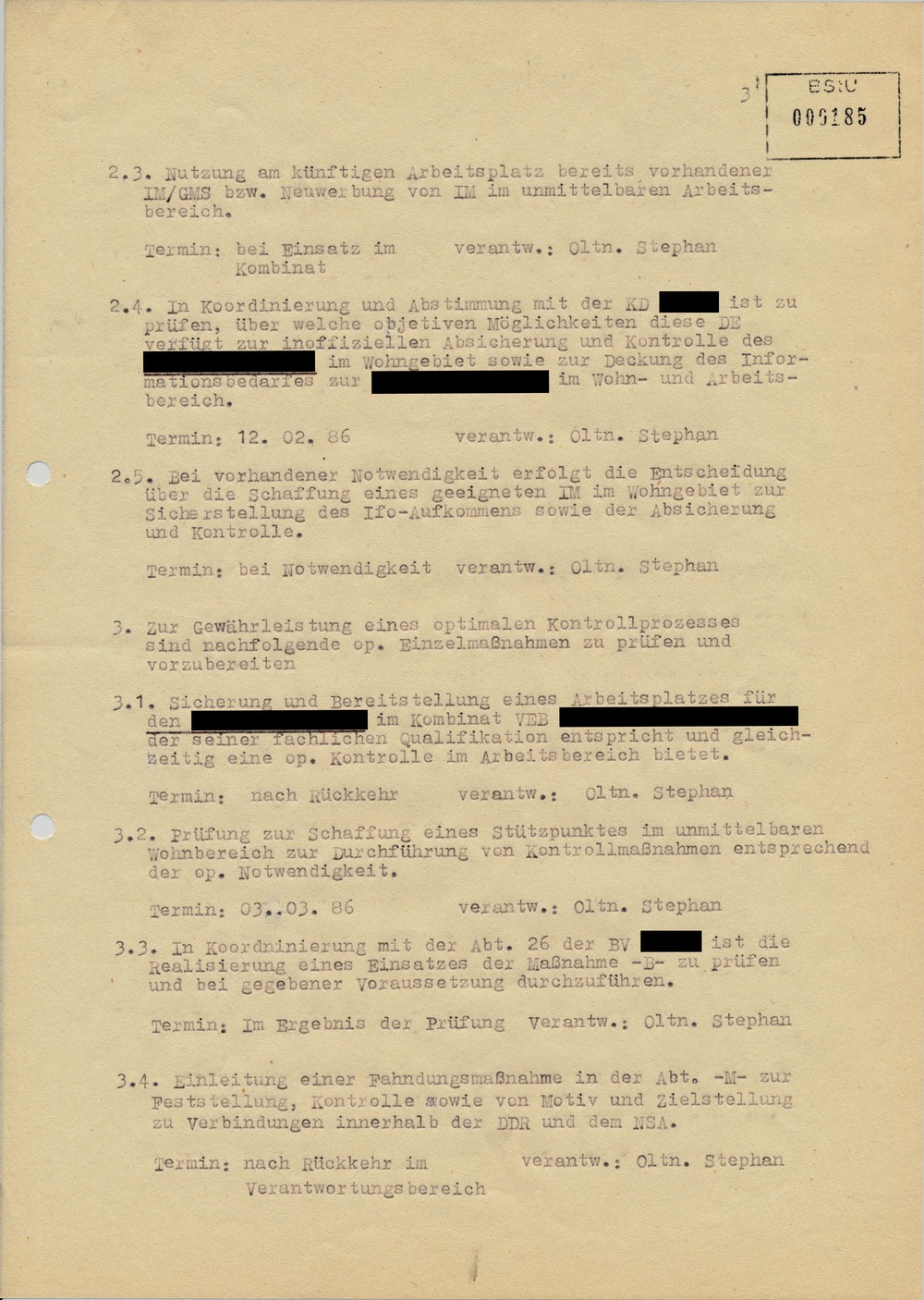 Operativplan zur Wiederaufnahme eines Rückkehrers in die DDR