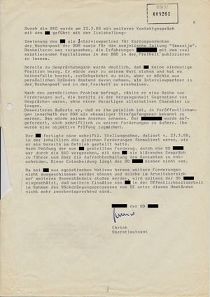 Auskunftsbericht zu einer in die DDR zurückgekehrten Person