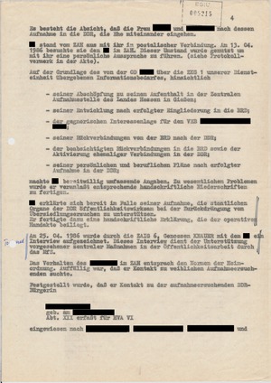 Abschlussbericht der HA VII/3 über den Aufenthalt im Zentralen Aufnahmeheim Röntgental
