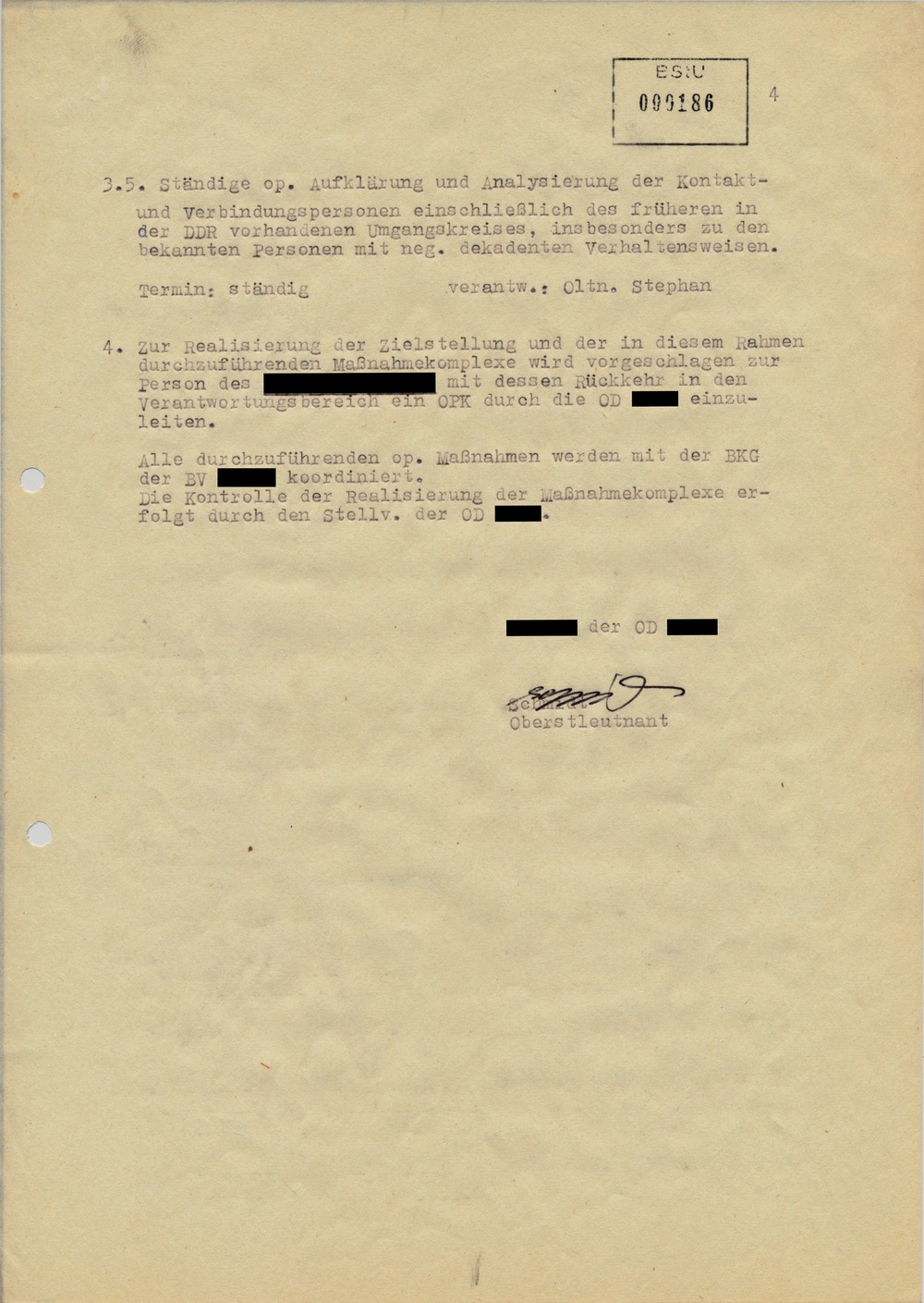 Operativplan zur Wiederaufnahme eines Rückkehrers in die DDR