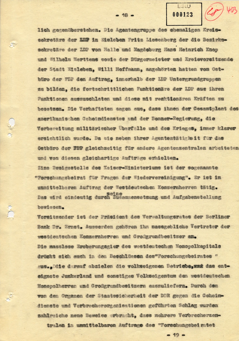 Entwurf einer Regierungserklärung zur Aktion "Blitz"