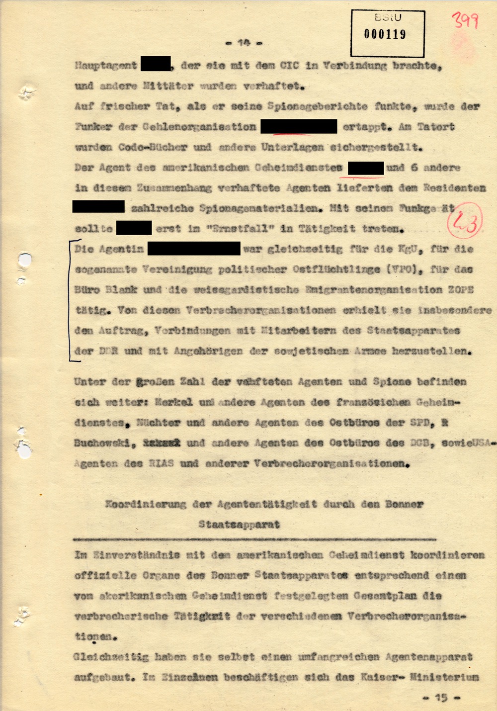 Entwurf einer Regierungserklärung zur Aktion "Blitz"