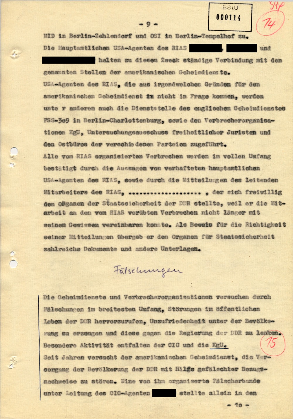 Entwurf einer Regierungserklärung zur Aktion "Blitz"