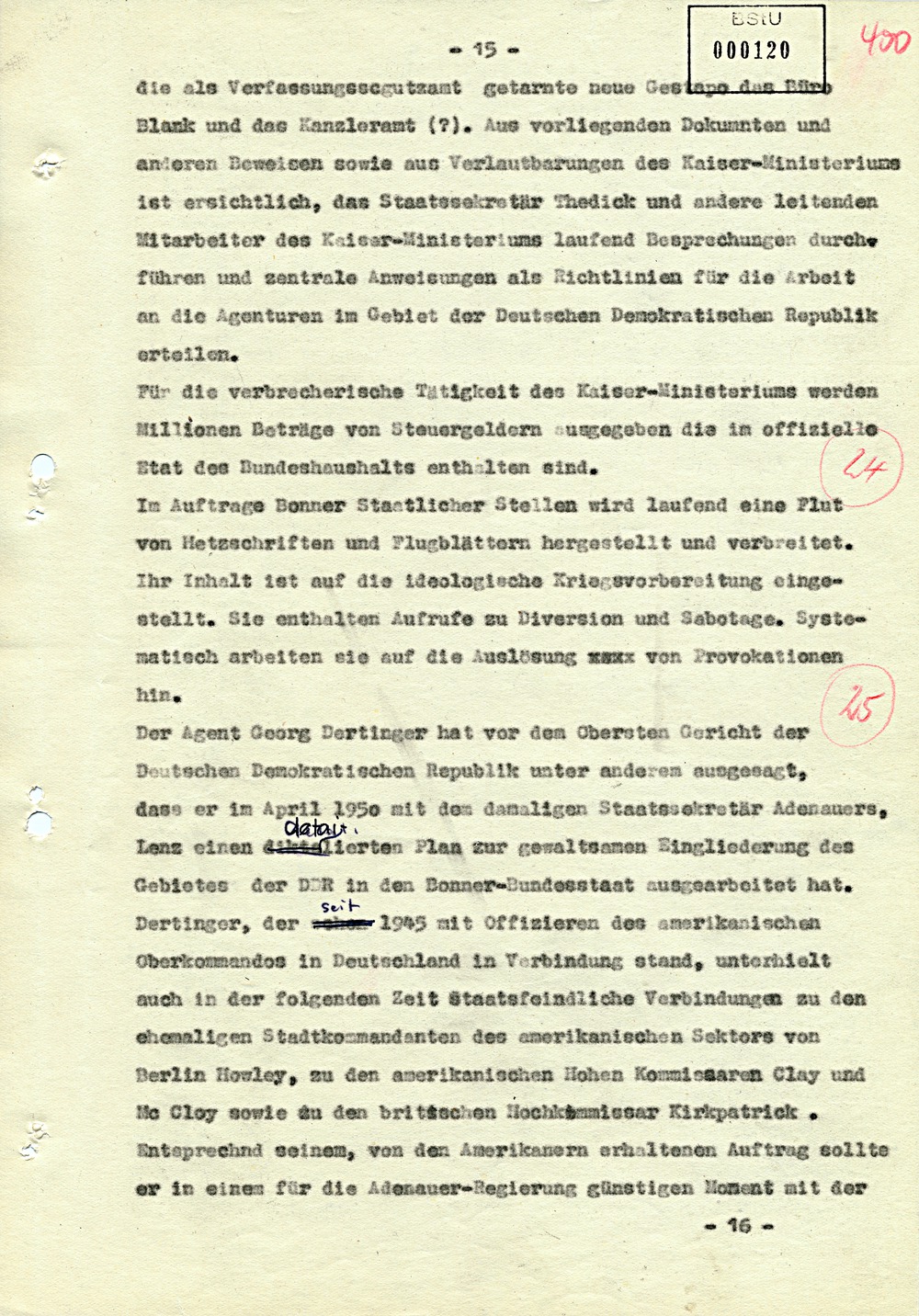 Entwurf einer Regierungserklärung zur Aktion "Blitz"