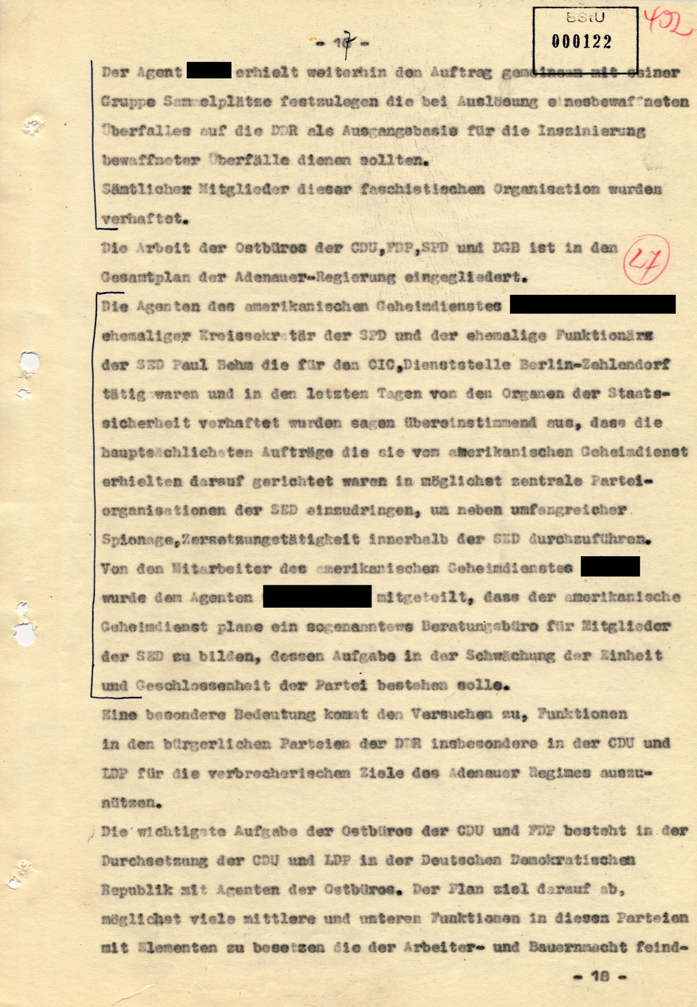 Entwurf einer Regierungserklärung zur Aktion "Blitz"