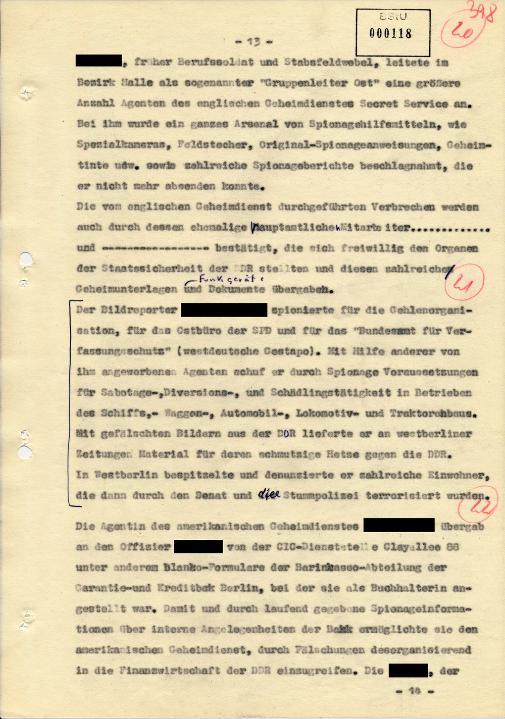 Entwurf einer Regierungserklärung zur Aktion "Blitz"