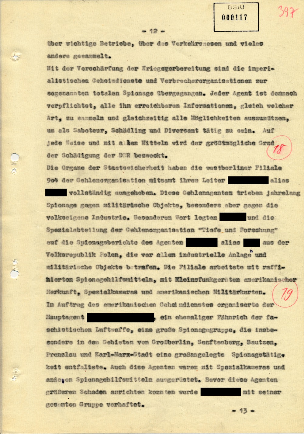 Entwurf einer Regierungserklärung zur Aktion "Blitz"