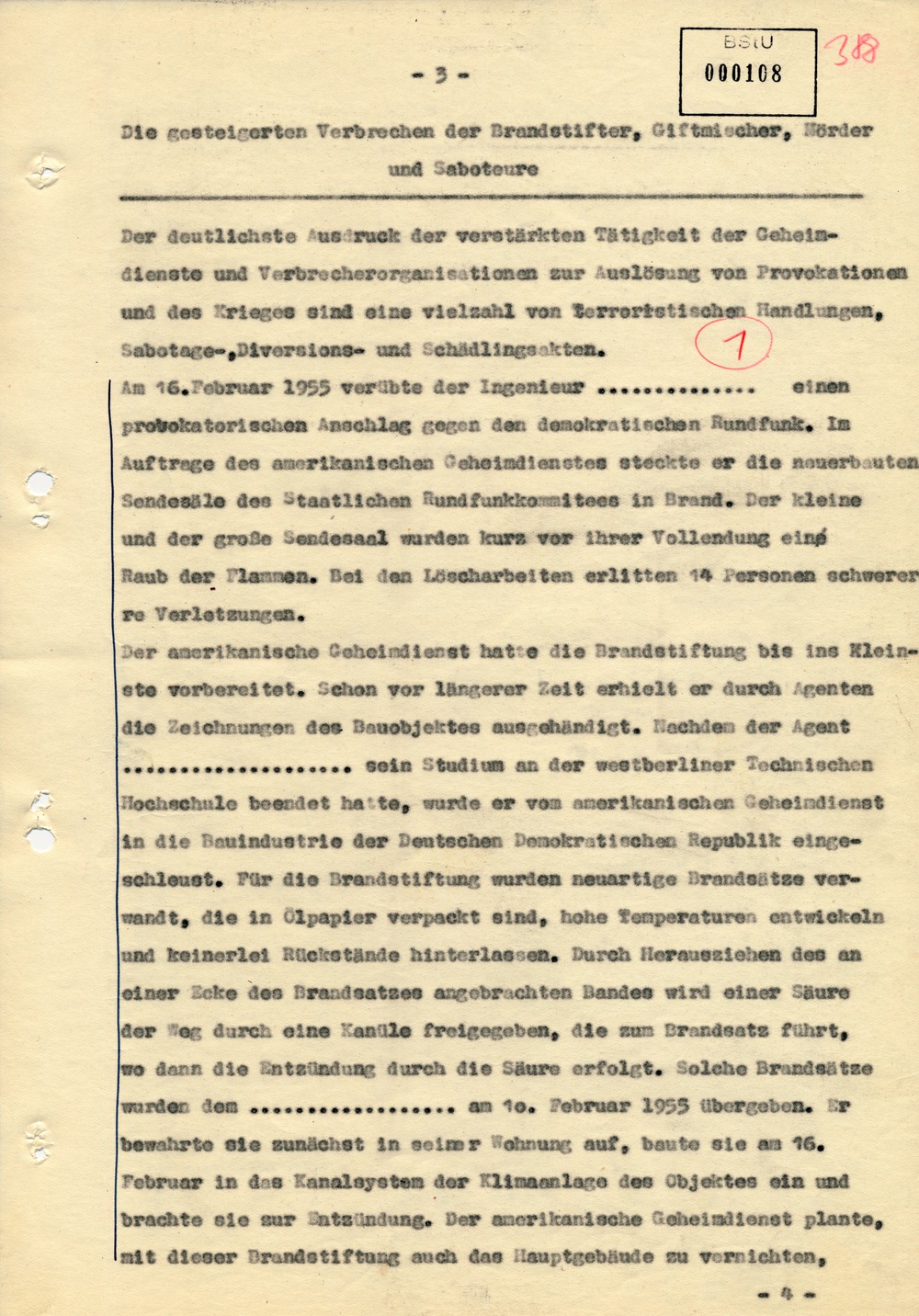 Entwurf einer Regierungserklärung zur Aktion "Blitz"