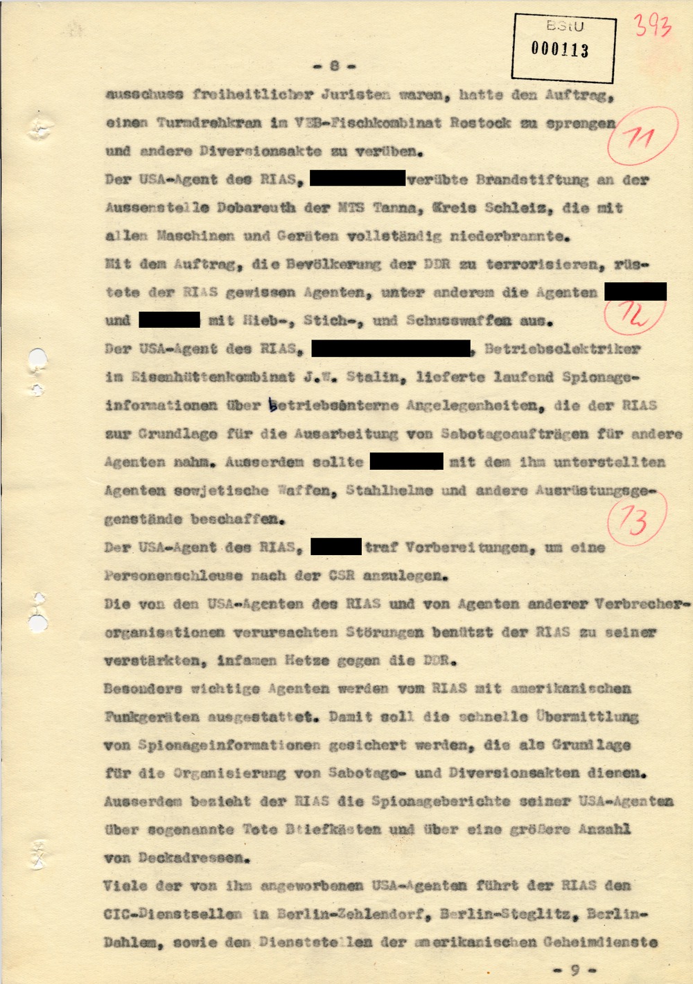 Entwurf einer Regierungserklärung zur Aktion "Blitz"