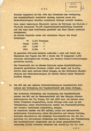 Bericht über die Entwicklung der Republikflucht 1960