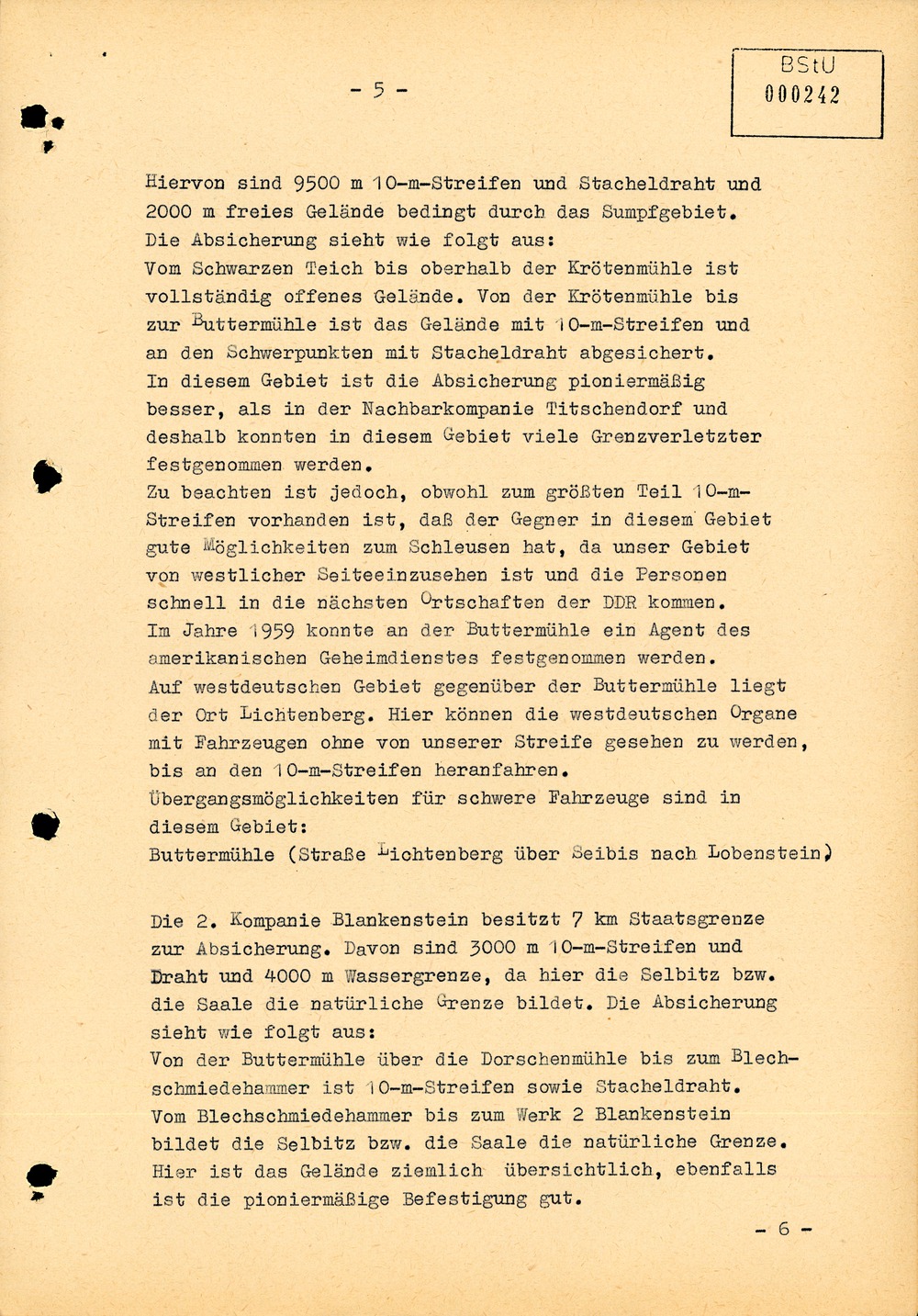 Einschätzung über die Lage an der Staatsgrenze zur Bundesrepublik im Bezirk Gera