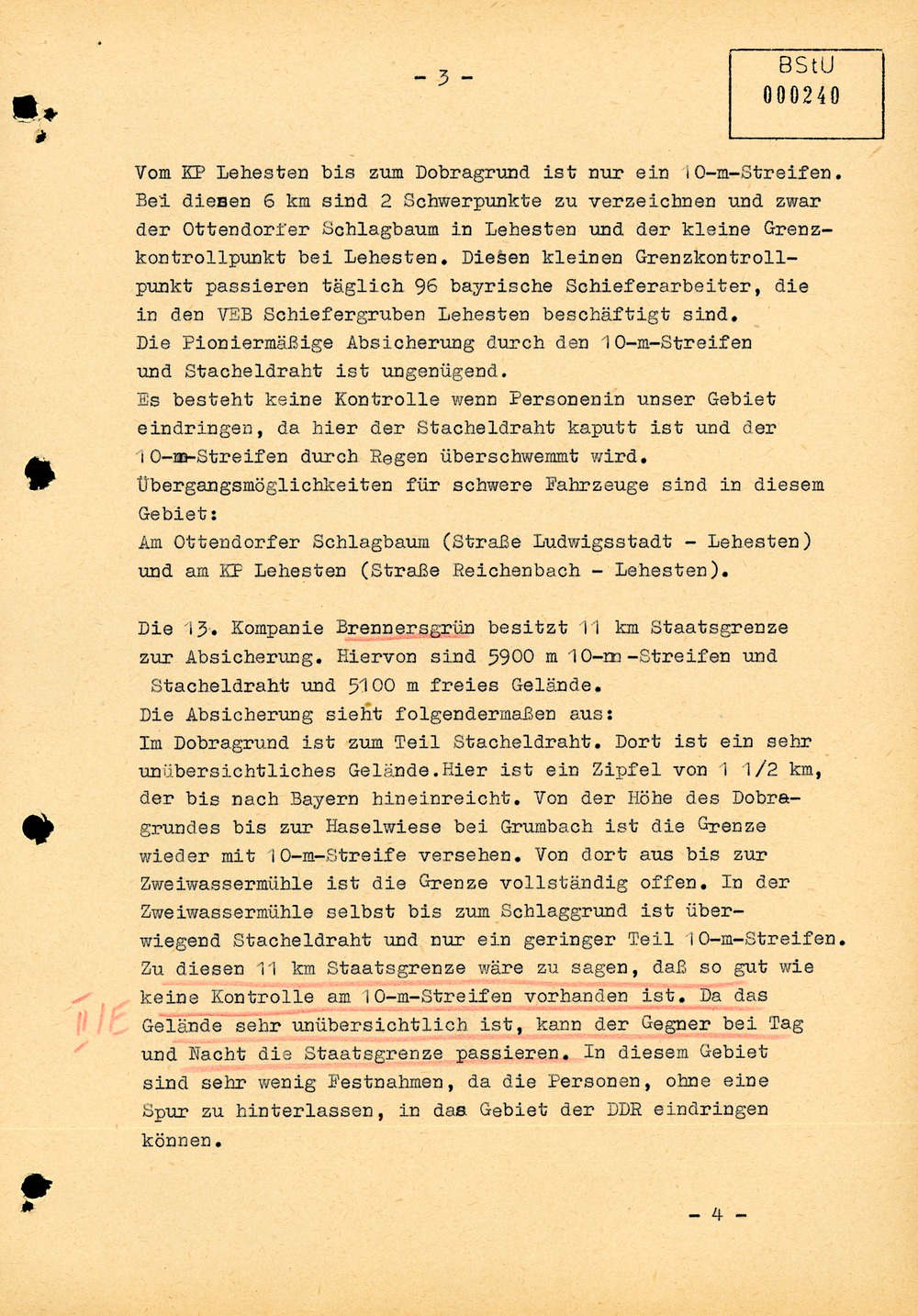 Einschätzung über die Lage an der Staatsgrenze zur Bundesrepublik im Bezirk Gera