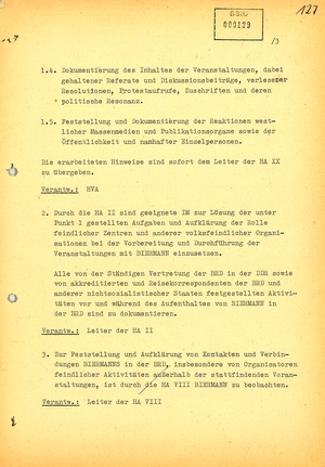 Plan zur Beobachtung Wolf Biermanns während seiner Auftritte in der Bundesrepublik