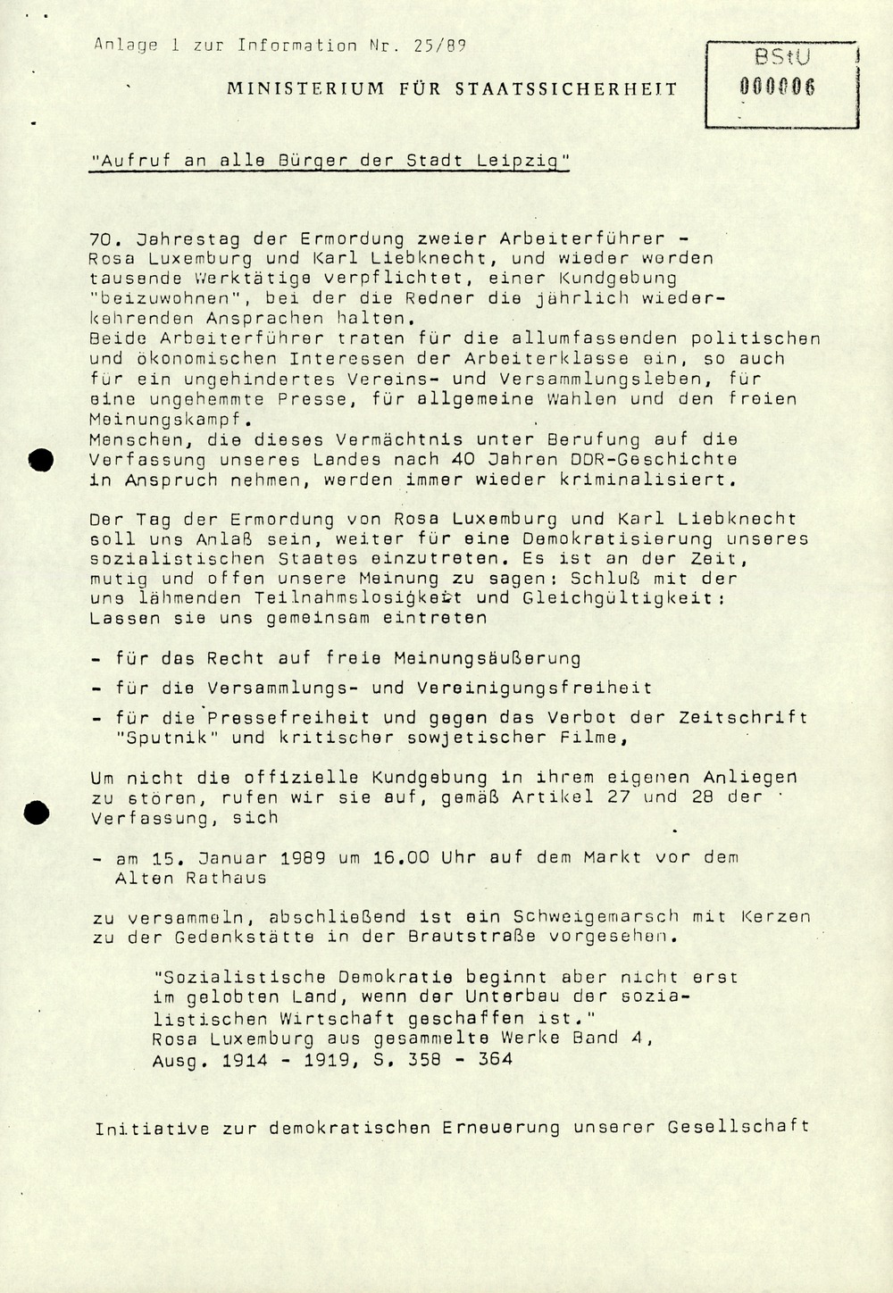 Bericht zum Schweigemarsch der "Initiative zur demokratischen Erneuerung unserer Gesellschaft" in Leipzig